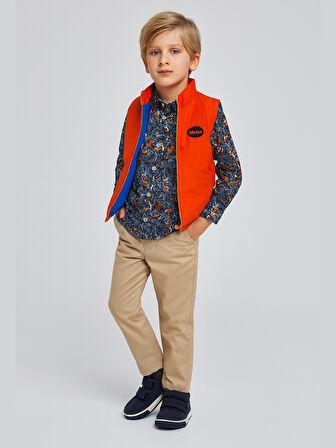 3'lü Takım Anorak Yelek & Gömlek &Gabardin Pantolon Erkek Çocuk