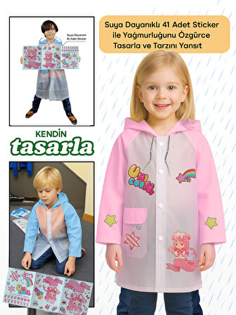 Pembe Kendin Tasarla Kız Çocuk Yağmurluk