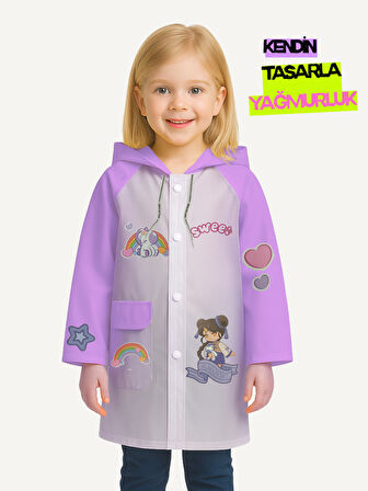 Lila Kendin Tasarla Kız Çocuk Yağmurluk