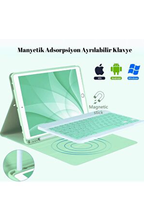 Qpen iPad 10.2 inç (8.nesil) Uyumlu Klavyeli Tablet Kılıfı 
