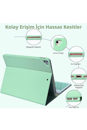 Qpen iPad 10.2 inç (8.nesil) Uyumlu Klavyeli Tablet Kılıfı 