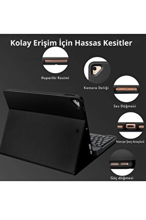 Qpen iPad 2022 10.9 inç  10.nesil Uyumlu Klavyeli Tablet Kılıf