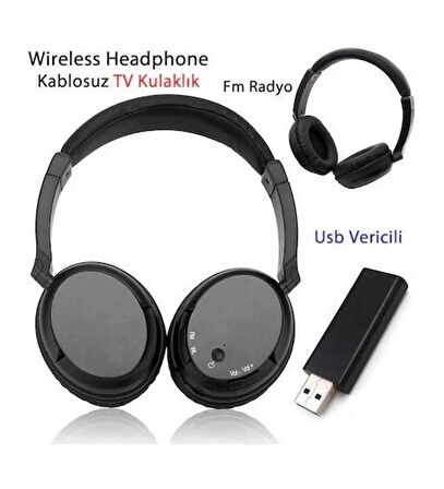 Saywin Kst-900 USB Vericili Wireless Stereo Kablosuz Kulaklık TV Radyo Şarjlı 