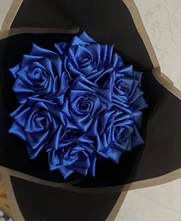 KAYZEN Solmayan saten mavi 7li gül