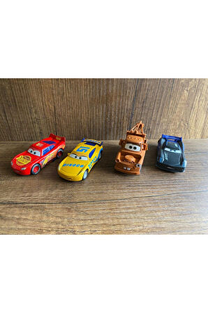 Oyuncak Cars Araçları Cars 4lü Metal Arabalar Şimşek Mcqeen Jackson Storm Cruz Ramirez Çekici Mater