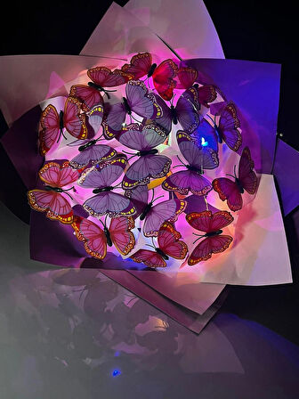 KAYZEN letli mor pembe kelebek buketi