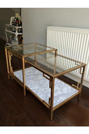 Paola 2'li Gold Metal Orta Sehpa