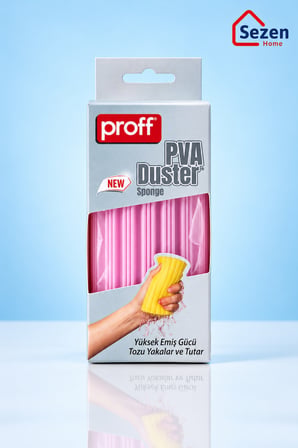 Proff PVA Silgi Sünger – Yüksek Emiş Güçlü Toz Tutucu Oluklu Temizlik Süngeri, Yıkanabilir Pratik Toz Alma Süngeri