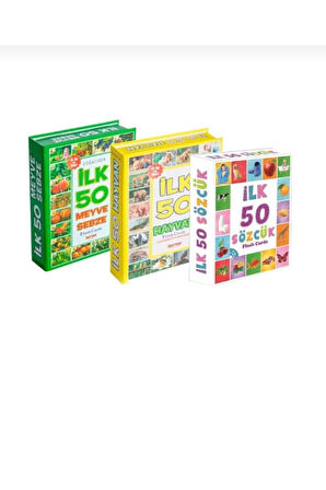 3'lü Eğitim Seti ( Ilk 50 Sözcük + Ilk 50 Hayvan + Ilk 50 Sebze Meyve Eğitici Oyuncak 150 PARÇA KART