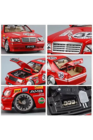Mercedes Benz 300 SEL Araba Kırmızı W140 Mercedes AMG 6.3 320SEL Diecast Model Araba Sesli Işıklı