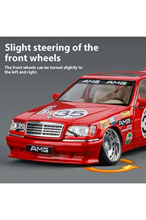 Mercedes Benz 300 SEL Araba Kırmızı W140 Mercedes AMG 6.3 320SEL Diecast Model Araba Sesli Işıklı