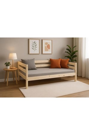 DizyWood Naturel Masif Ahşap Sedir Kanepe 50x100 cm – Mindersiz Daybed