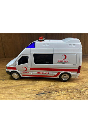 Sesli Işıklı Açılabilir Kapılar Metal Çek Bırak Oyuncak Ambulans Siren Sesli Ambulans Hızır Acil