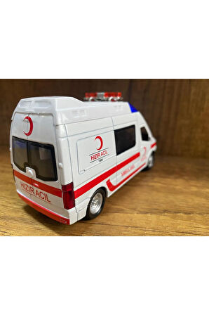 Sesli Işıklı Açılabilir Kapılar Metal Çek Bırak Oyuncak Ambulans Siren Sesli Ambulans Hızır Acil