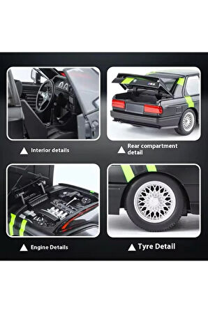 Yeni - New 1988 BMW M3 (E30) Klasik Model Araba BMW E30 Diecast Model Araba Açılan Kapılar