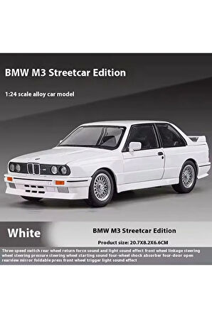 1988 BMW 3 SERIES M3 White (E30) 1:24 Ölçek Açılan Kapılar BMW E30 Diecast Araba