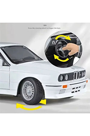 1988 BMW 3 SERIES M3 White (E30) 1:24 Ölçek Açılan Kapılar BMW E30 Diecast Araba
