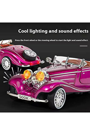 Mercedes-Benz Araba 1936 Mercedes 500K Araba Mor 1:24 Klasik England Mor Üstü Açık Diecast Araba