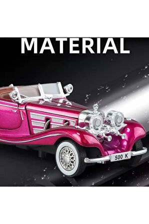 Mercedes-Benz Araba 1936 Mercedes 500K Araba Mor 1:24 Klasik England Mor Üstü Açık Diecast Araba
