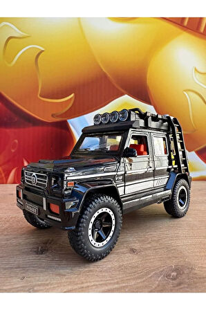 Mercedes G63 Işıklı Müzikli Lüks Jeep 17CM Mercedes G Kasa Siyah JİP Açılan Kapılar Sürtmeli