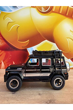 Mercedes G63 Işıklı Müzikli Lüks Jeep 17CM Mercedes G Kasa Siyah JİP Açılan Kapılar Sürtmeli