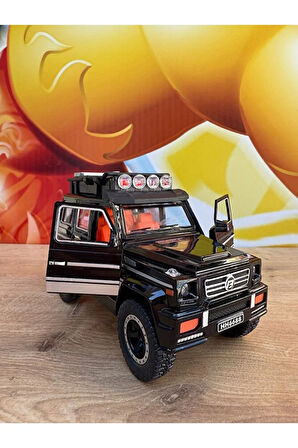 Mercedes G63 Işıklı Müzikli Lüks Jeep 17CM Mercedes G Kasa Siyah JİP Açılan Kapılar Sürtmeli