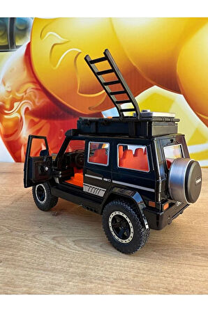 Mercedes G63 Işıklı Müzikli Lüks Jeep 17CM Mercedes G Kasa Siyah JİP Açılan Kapılar Sürtmeli