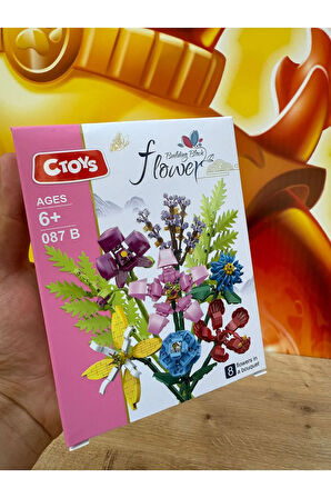 ÇİÇEK YAPI OYUNCAKLARI 1 ADET SÜPRİZ ÇİÇEK ÇIKAR HEDİYELİK ÇİÇEK LEGO