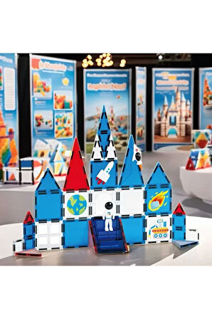 Manyetik Yapı Blokları 39 Parça Çocuklar İçin Eğitici Oyuncak Uzay Astronot Set Manyetik Karo Set