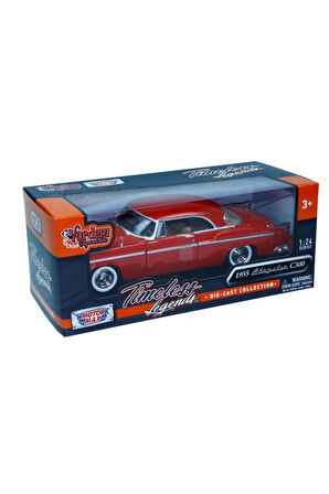 Motormax 1:24 1955 Chrysler C300 Diecast Araba Kapı Bagaj Kaput Açılır Kırmızı 1955 Chrysler C300