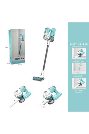 Dikey Elektrik Süpürgesi Yeşil-Gri (3 in1 ) Kapalı Kutu Oyuncak Elektrikli Süpürge Oyuncak Süpürge