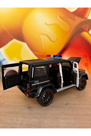 Mercedes G65 Diecast Model Araba G65 Polis Arabası Sesli Işıklı Açılan Bagaj Kapı Kaput Süspansiyon