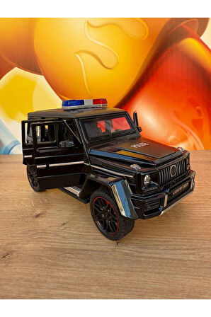 Mercedes G65 Diecast Model Araba G65 Polis Arabası Sesli Işıklı Açılan Bagaj Kapı Kaput Süspansiyon