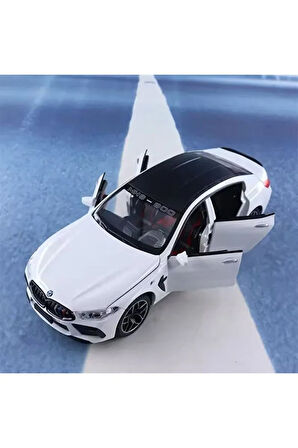 Bmw M8 Diecast Metal 1.24 Ölcek Araba Kapı Bagaj Kaput Açılır Beyaz BMW Spor Araba
