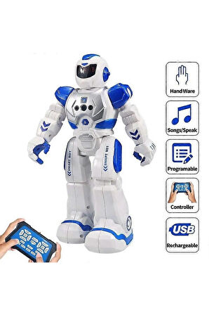 Oyuncak Uzaktan Kumandalı ve El Sensörlü Şarjlı Led Işık Moonwalk Akıllı Robot 19 Fonskiyonlu