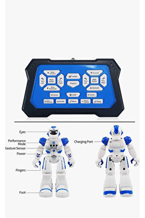 Oyuncak Uzaktan Kumandalı ve El Sensörlü Şarjlı Led Işık Moonwalk Akıllı Robot 19 Fonskiyonlu
