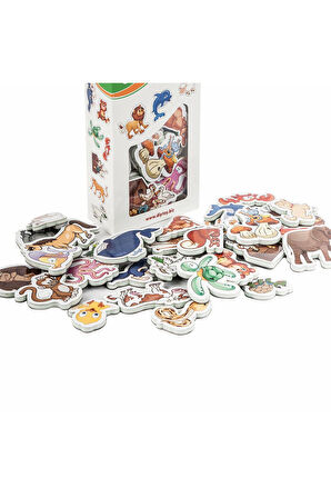 Oyuncak Manyetik Mıknatıslı 30 Parça Hayvanlar ve 26 Parça Sebze Meyveler Eğitici Set Magnet set