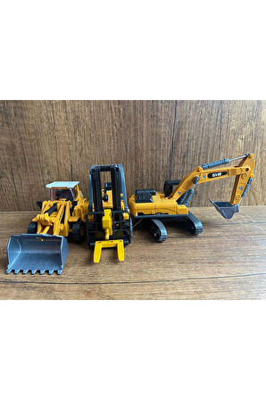Inşaat Seti Forklift Kepçe Buldozer 3lü Metal Çocuk Mühendisliği Oyuncak METAL İNŞAAT KEPÇE