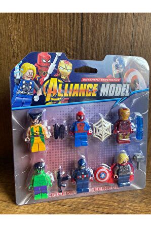 Avengers 6'lı Figür ve Aksesuarları Oyun Seti IRONMAN SPİDERMAN HULK THOR VE AKSESUARLARI