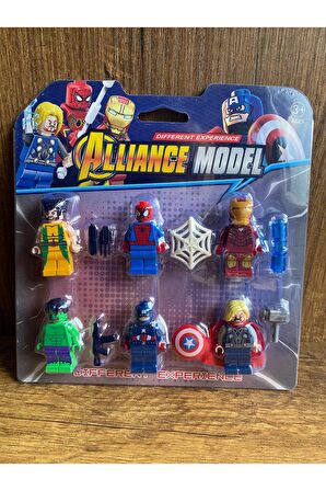 Avengers 6'lı Figür ve Aksesuarları Oyun Seti IRONMAN SPİDERMAN HULK THOR VE AKSESUARLARI
