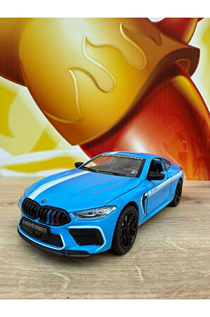 1:24 BMW M8 Diecast Araba Mavi BMW Spor Araba Sesli Işıklı Açılan Kapılar Bmw M8 Model Metal Araba