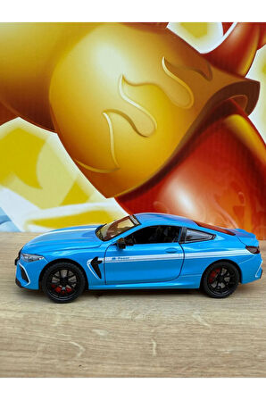 1:24 BMW M8 Diecast Araba Mavi BMW Spor Araba Sesli Işıklı Açılan Kapılar Bmw M8 Model Metal Araba