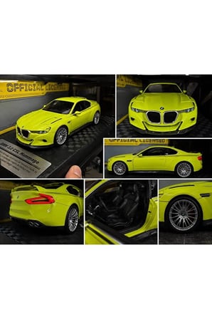 BMW 3.0 CSL Diecast Model Araba 1:24 Ölçek BMW 3.0 CSL Yeşil Araba