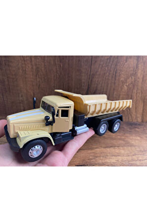 ASKERİ METAL KAMYON OYUNCAK KREM  DAMPERLİ ASKERİ KAMYON ÇEKBIRAK KAPILARI AÇILIR DİECAST KAMYON