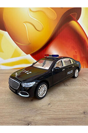 Mercedes Benz Maybach S680 Polis Diecast 1:24 Büyük Boy Metal Araba Işıklı Sesli Kapı Bagaj Açılır