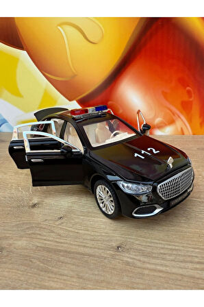 Mercedes Benz Maybach S680 Polis Diecast 1:24 Büyük Boy Metal Araba Işıklı Sesli Kapı Bagaj Açılır