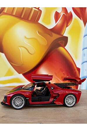 Hongqi S9 Kırmızı Model Araba Sesli Işıklı Buhar Atar Diecast Koleksiyonluk Model Araba