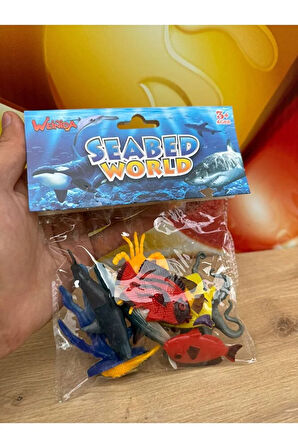 11 Parça Deniz Okyanus Hayvanları Seti Eğitici Set Oyuncak Hayvanlar Balık Ahtapot Mini Boy