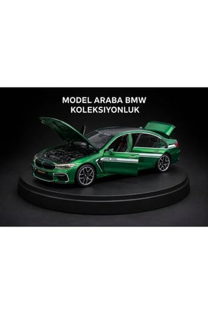 Bmw M8 Diecast Metal 1.24 Ölcek Araba Kapı Bagaj Kaput Açılır Yeşil BMW M8 Spor Araba Model