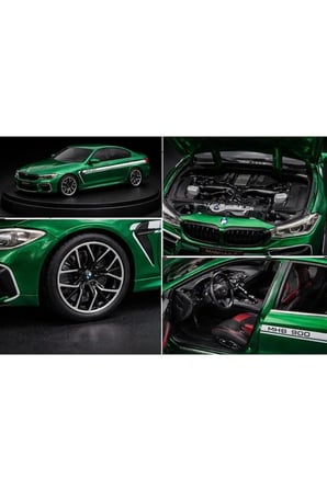 Bmw M8 Diecast Metal 1.24 Ölcek Araba Kapı Bagaj Kaput Açılır Yeşil BMW M8 Spor Araba Model